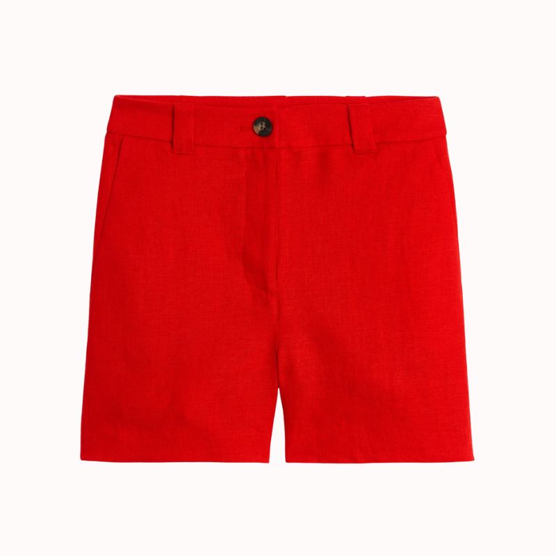 Image of red linen shorts