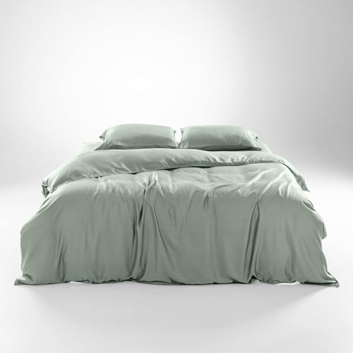 Olive + Crate Tencel Eucalyptus Cooling Duvet Cover Set - Hypoallergenic, Lyocell Tencel Duvet Cover - Soft, Temperature Regulating With Hidden Button Closure &amp;amp; Corner Ties - King Size [spring Sage]