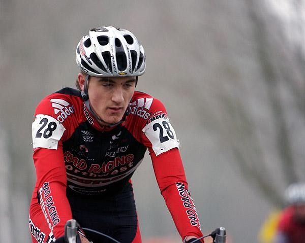 A tired looking Worsech nears the finish line of his first Belgian 'cross race.