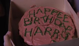 Harry Potter's birthday cake in Sorcerer's Stone