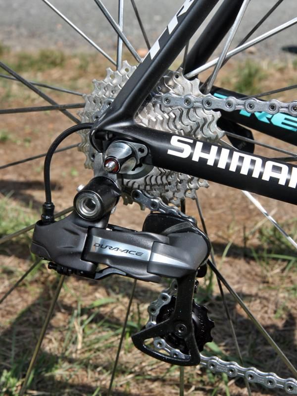 Leopard Trek team bikes are equipped with Shimano Dura-Ace Di2 groups.
