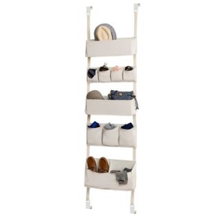 A hanging closet organizer