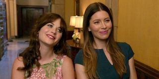 Zooey Deschanel and Jessica Biel in New Girl Season 4