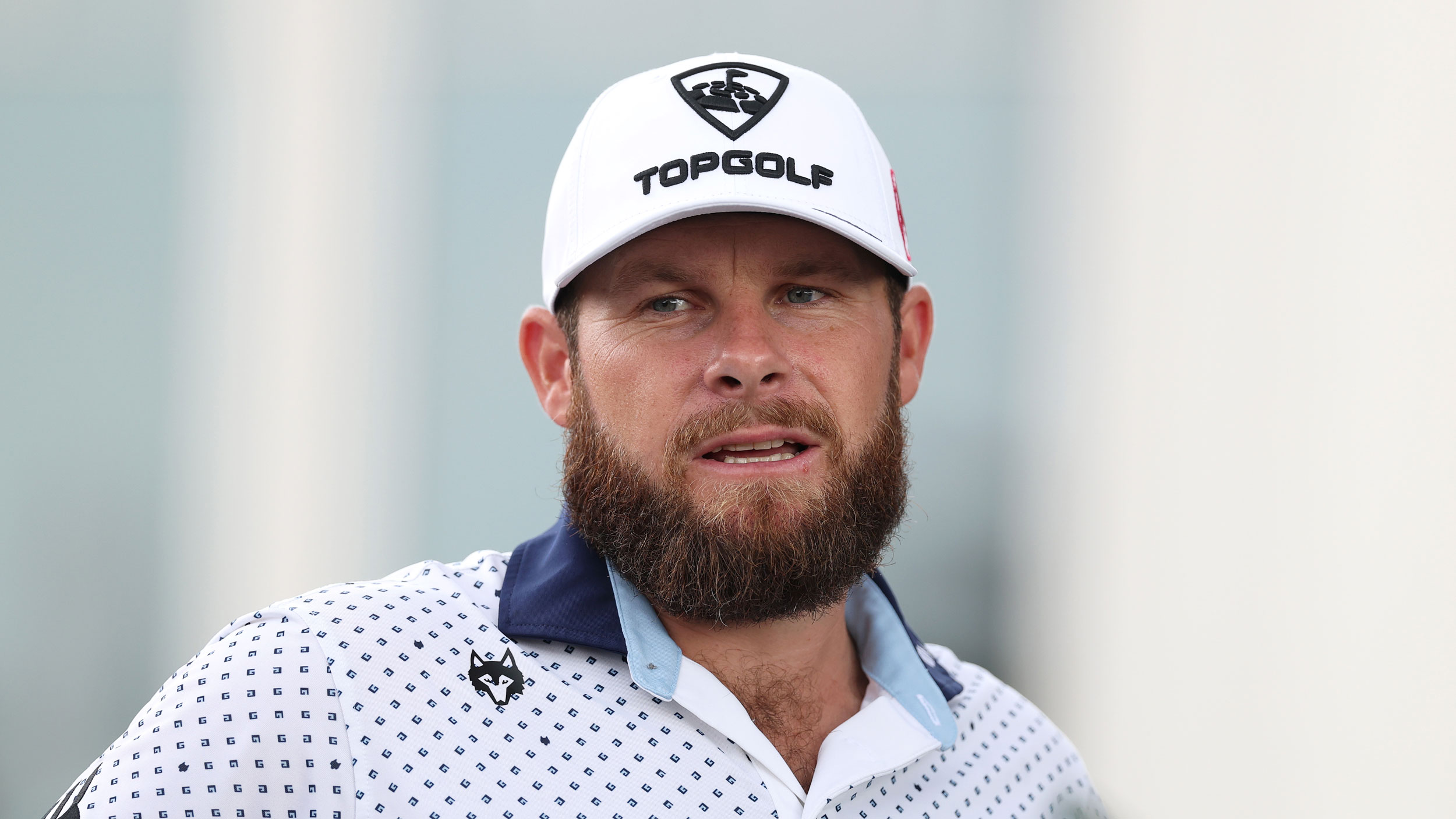 Tyrrell Hatton looks on during a practice round at the 2026 British Masters