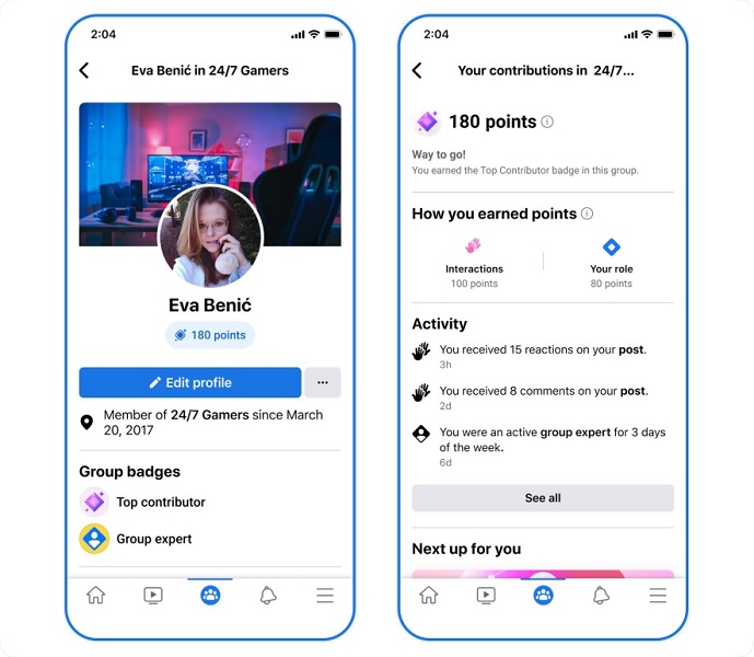 Facebook's new group profiles.