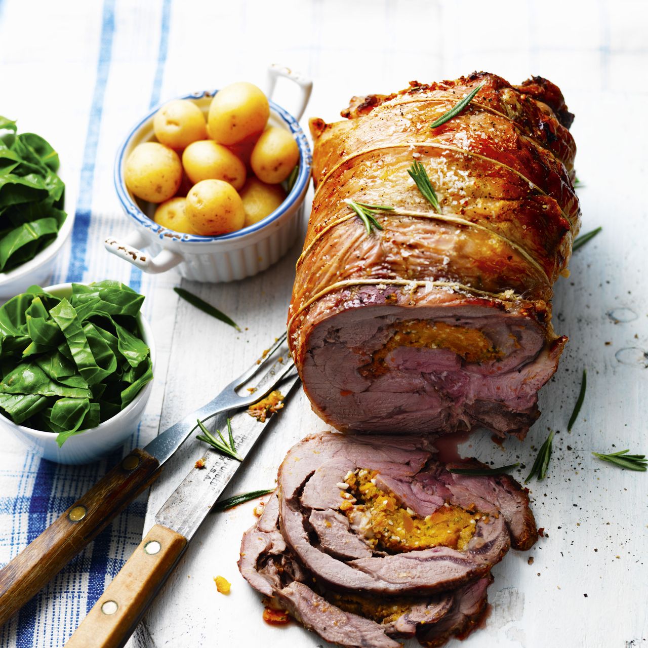 Photo of Roast leg of lamb with sweet potatoe stuffing