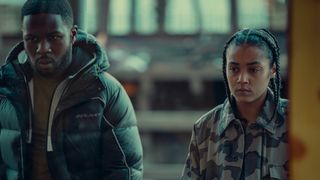 Jaq and one of her friends look surprised in Top Boy season 2 on Netflix