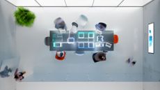 People in a meeting room seen from above
