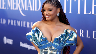 Halle Bailey attends the World Premiere of Disney's live-action feature "The Little Mermaid" at the Dolby Theatre in Los Angeles, California on May 08, 2023