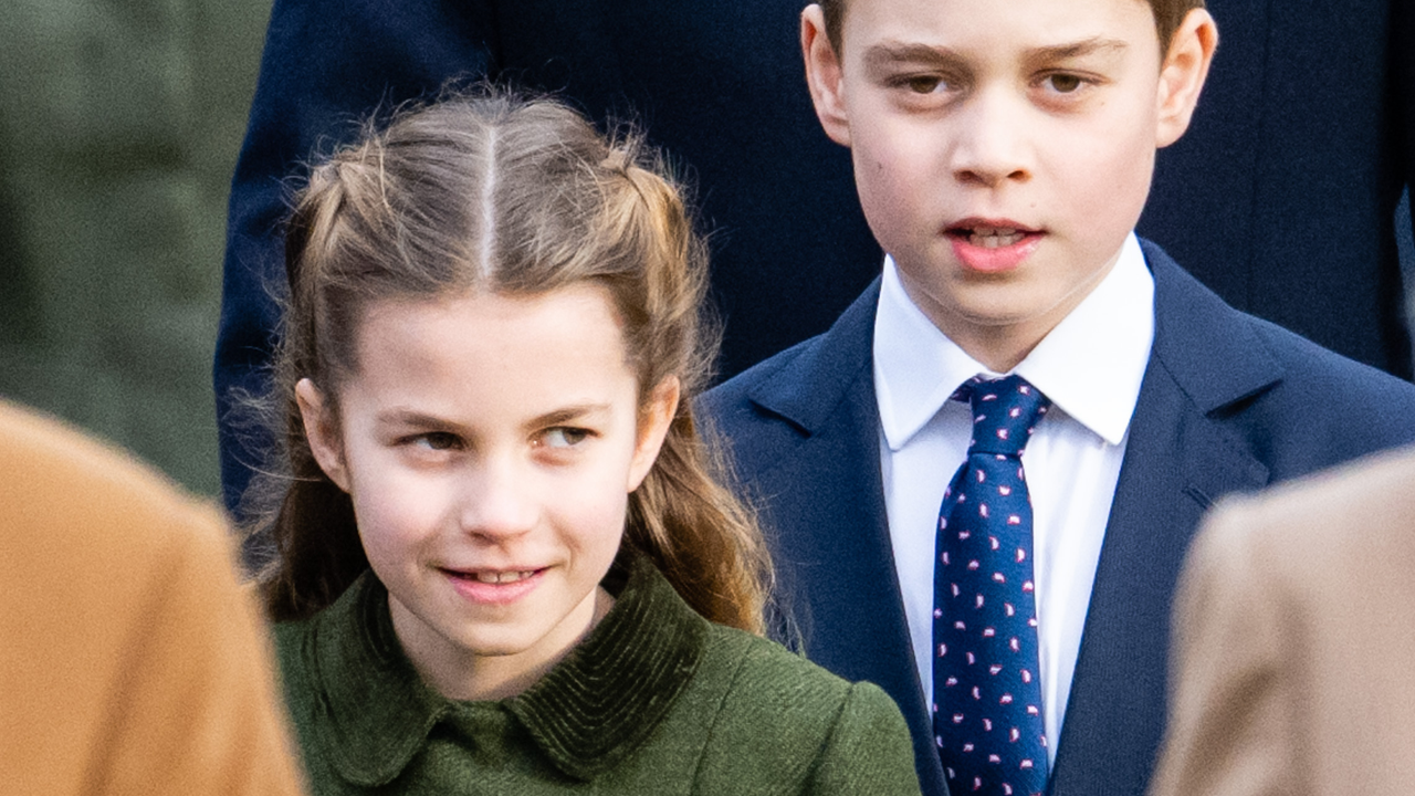 Princess Charlotte of Wales and Prince George of Wales attend the Christmas Morning Service at Sandringham Church on December 25, 2023 in Sandringham, Norfolk.