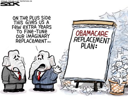 Political cartoon U.S. ObamaCare GOP