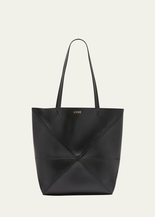 Puzzle Fold Medium Tote Bag in Shiny Leather