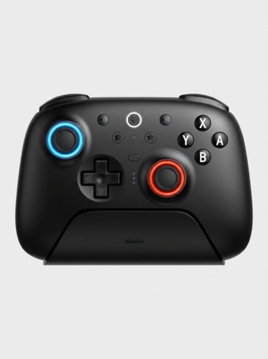 An 8BitDo Ultimate 2 Bluetooth controller on a charging station