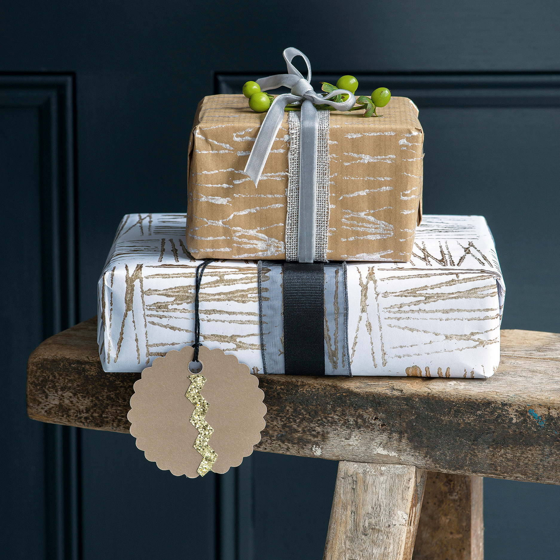 chritsmas gift boxes with decorated wrapping
