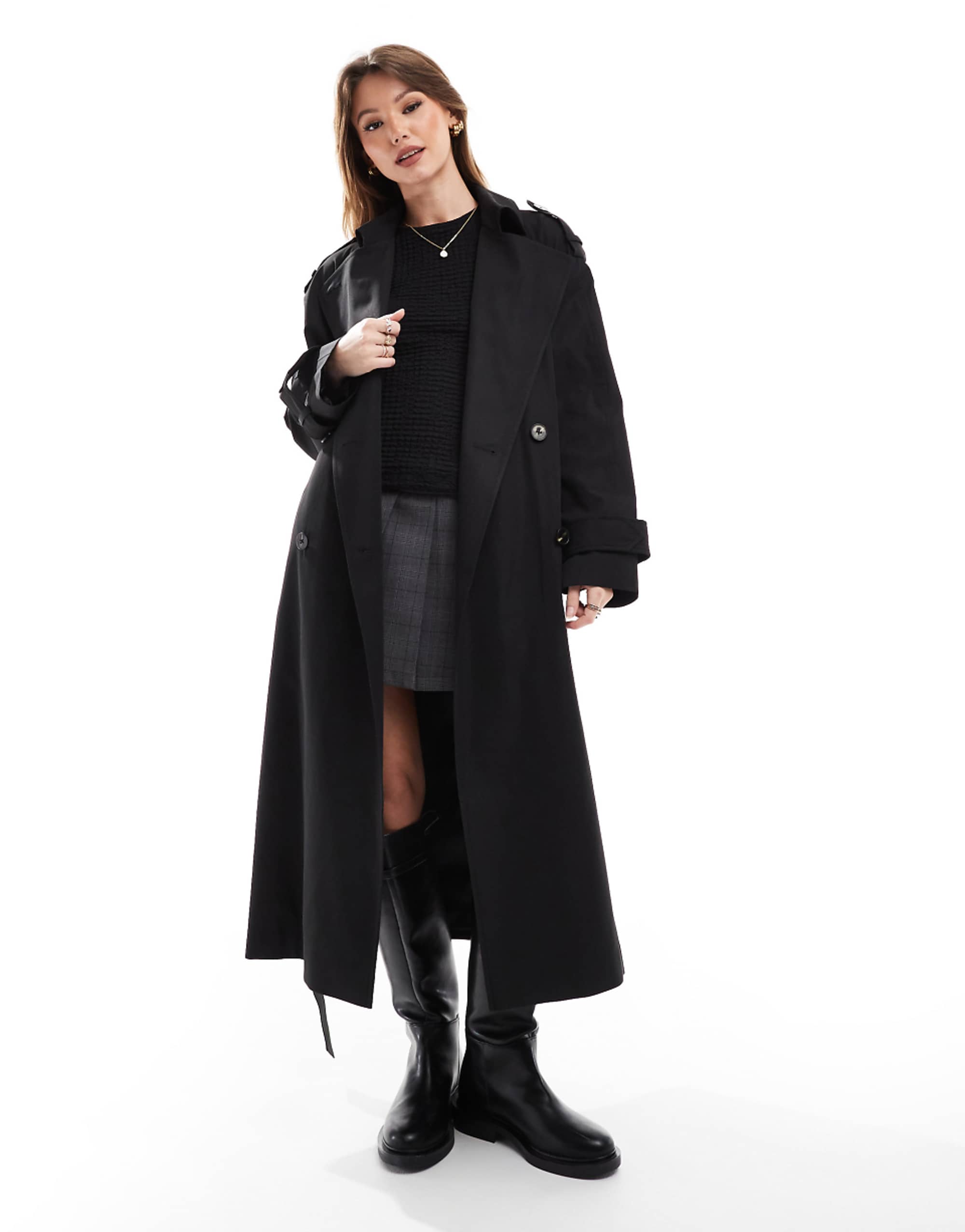 Asos Design Longline Trench Coat in Black