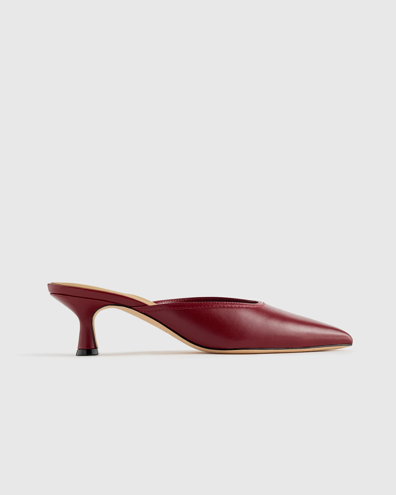 Italian Leather 55mm Kitten Heel Mule in Garnet