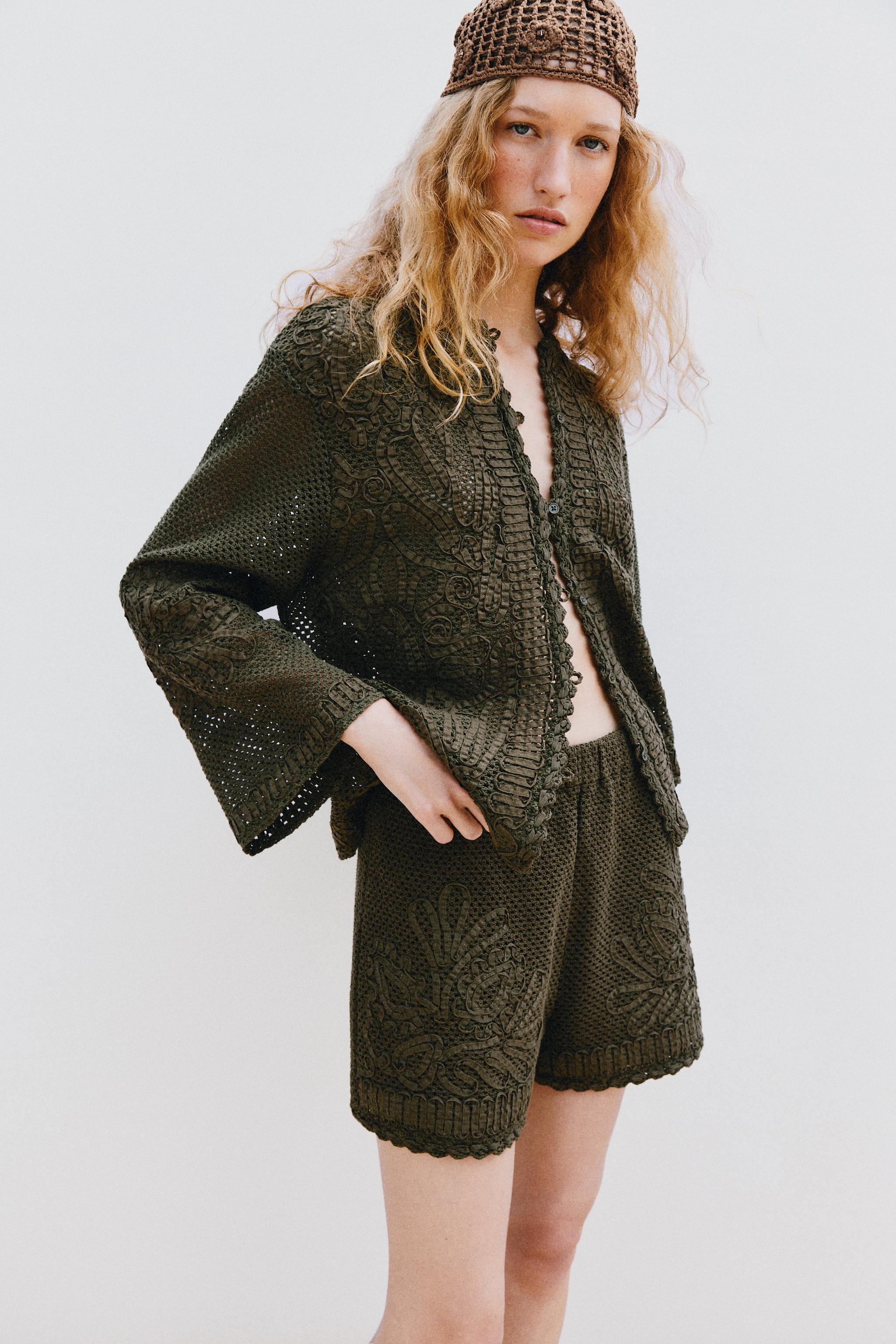 Contrast Crochet Jacket
