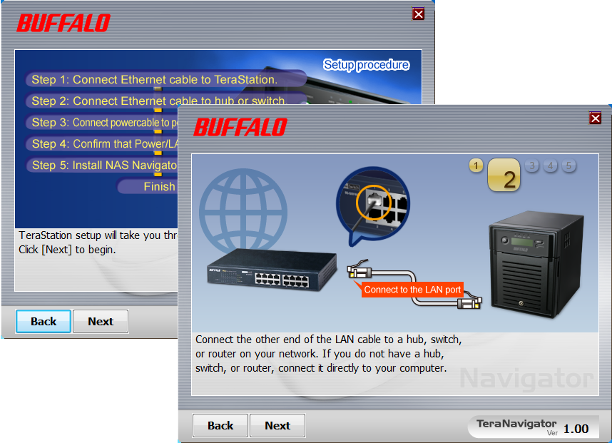 Buffalo provides plenty of graphical assistance for TeraStation installation.