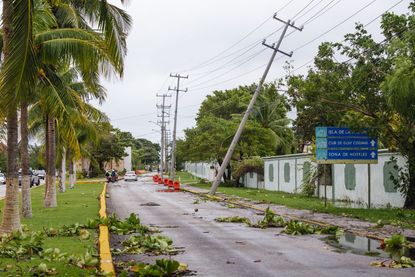 A downed power line in Cozumel.