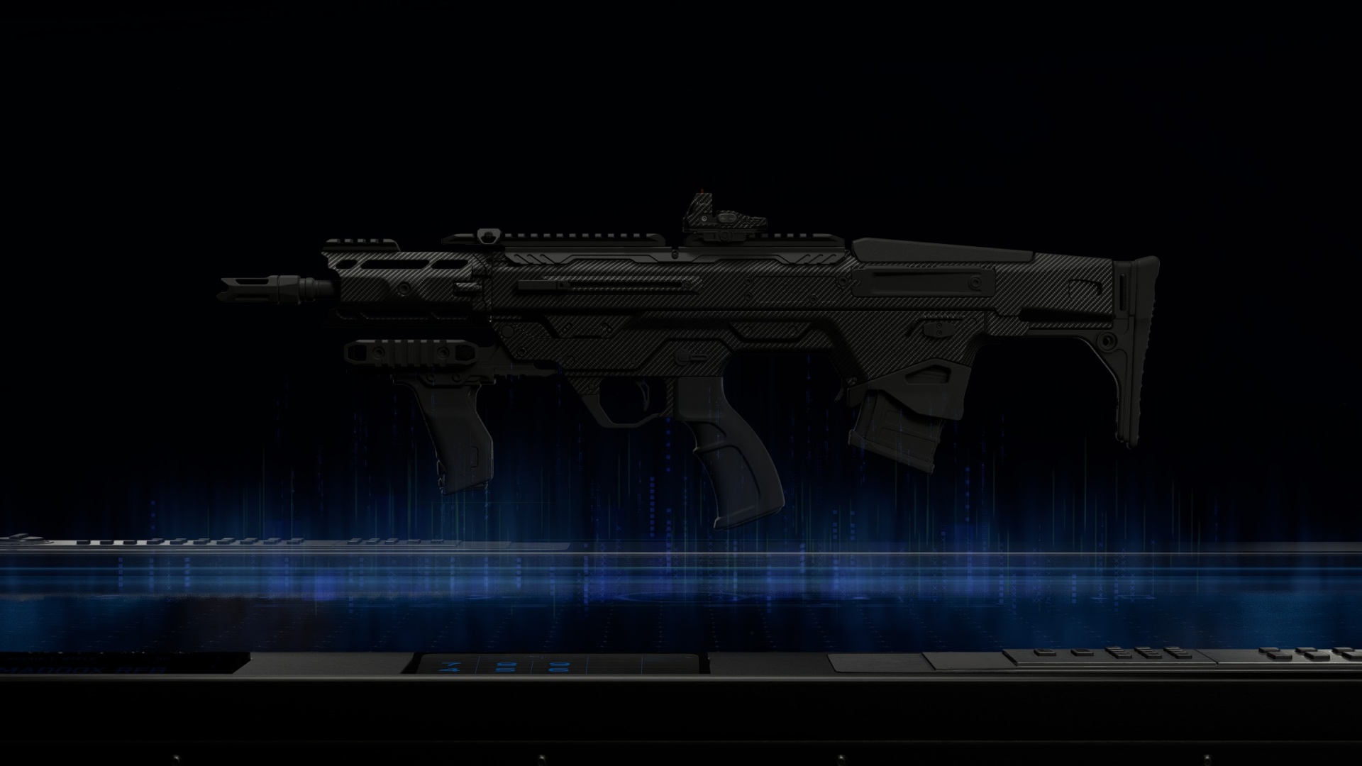 The Maddox RFB rifle on a black background
