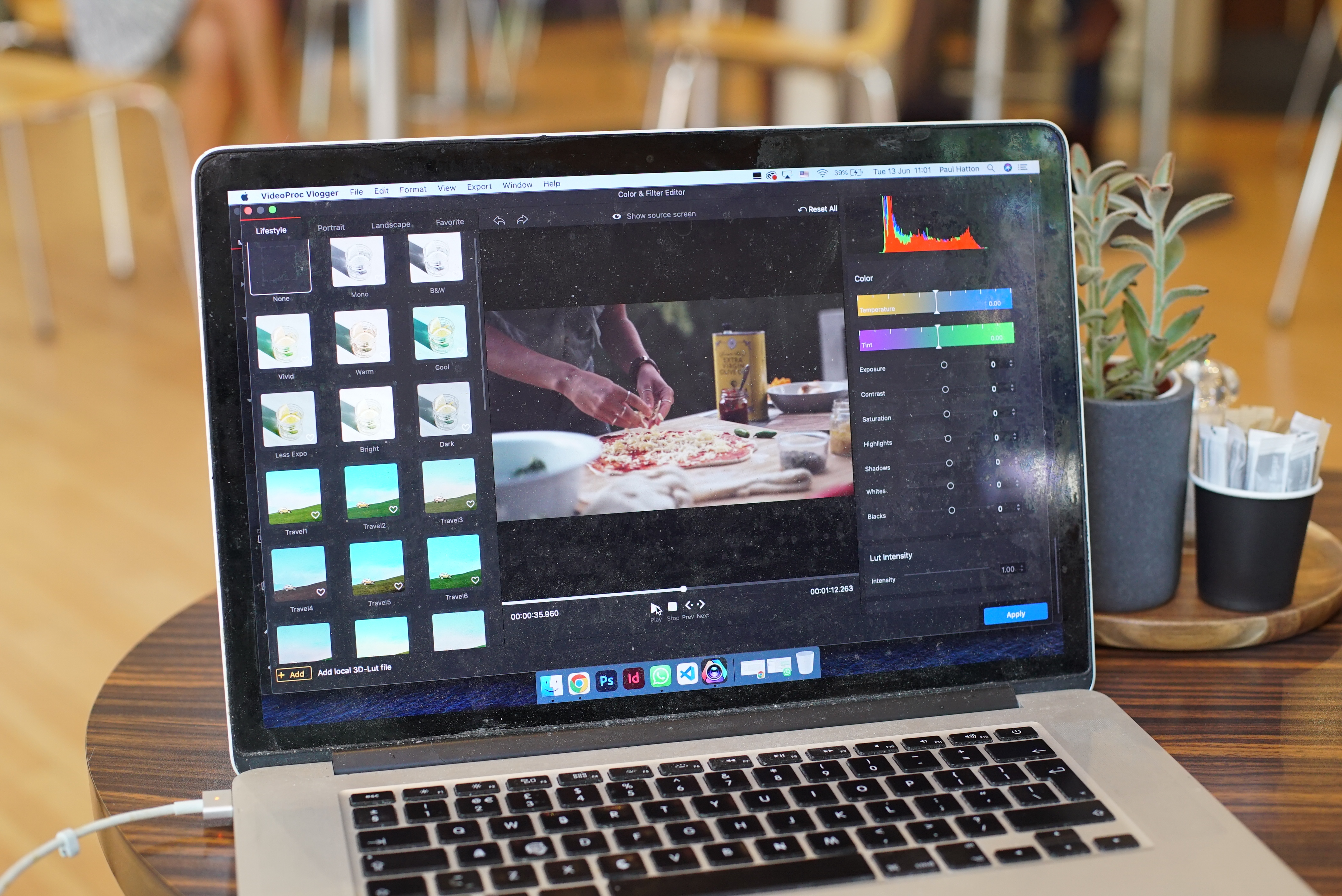 A laptop using VideoProc Vlogger video-editing software