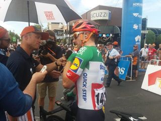 Elia Viviani before the start of stage 1 at the Tour Down Under