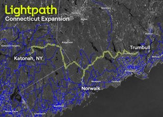 Graphic showing Lightpath Connecticut fiber expansion.