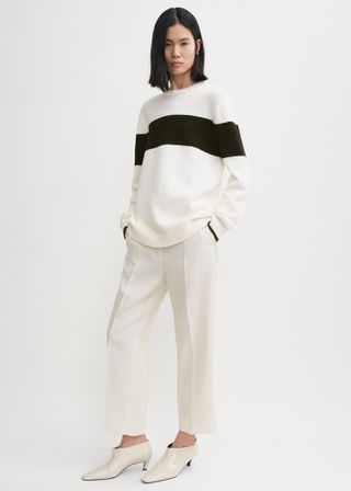 Contrast-Stripe Knit White/black