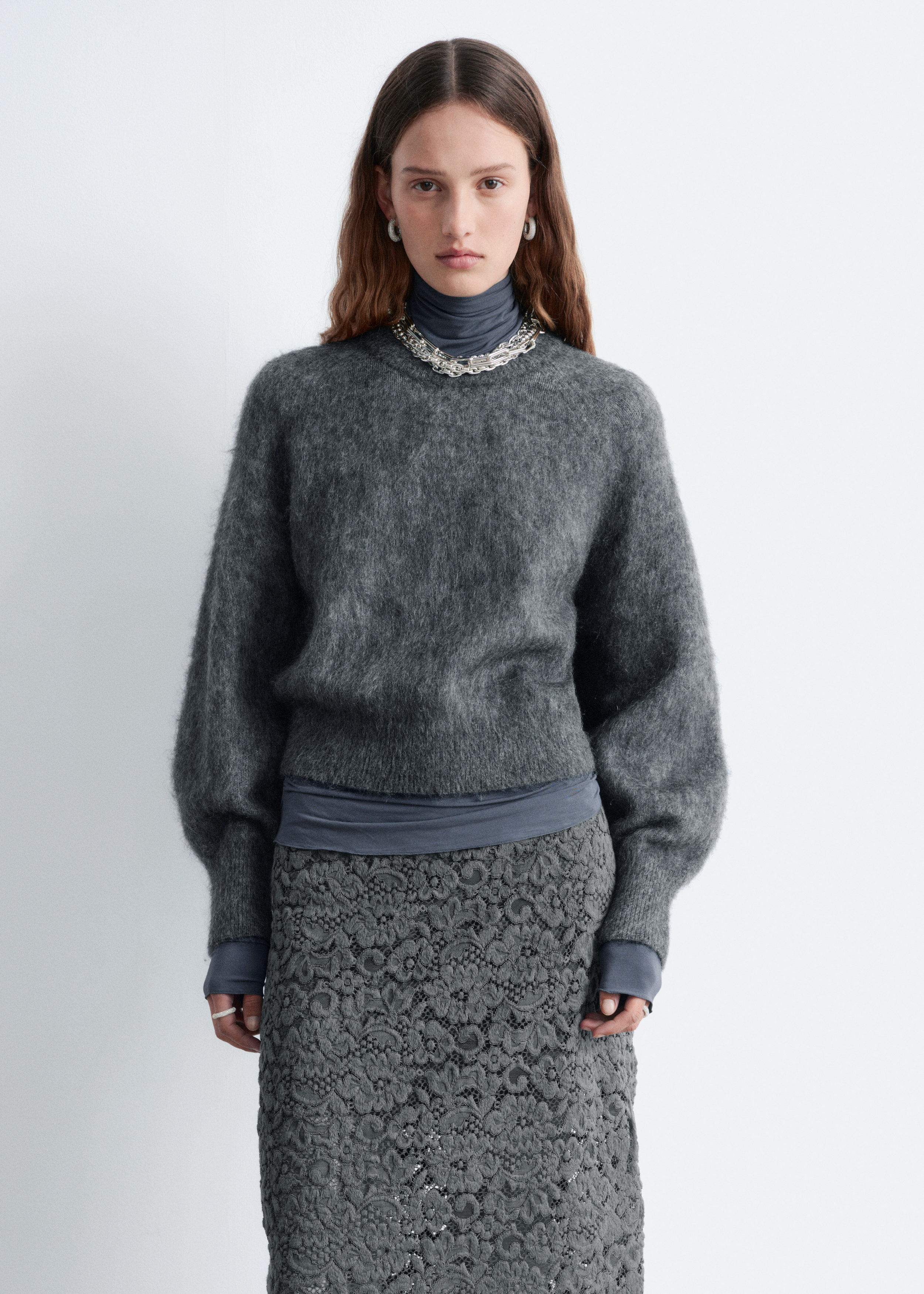 Mohair-Blend Balloon-Sleeve Jumper
