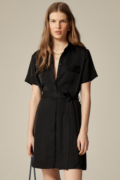 J.Crew, Mini Satin Shirt-Dress