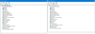 Device Manager Anniversary Update (left), Device Manager Creators Update (right)