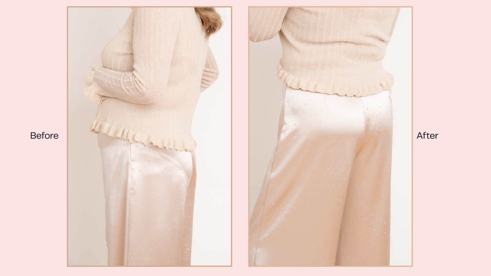 Julie Player showing Magisculpt shapewear before &amp;amp; After