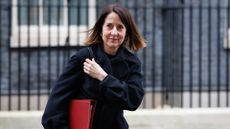 UK technology secretary Liz Kendall pictured leaving Downing Street holding a red folder under right arm after a cabinet meeting. 