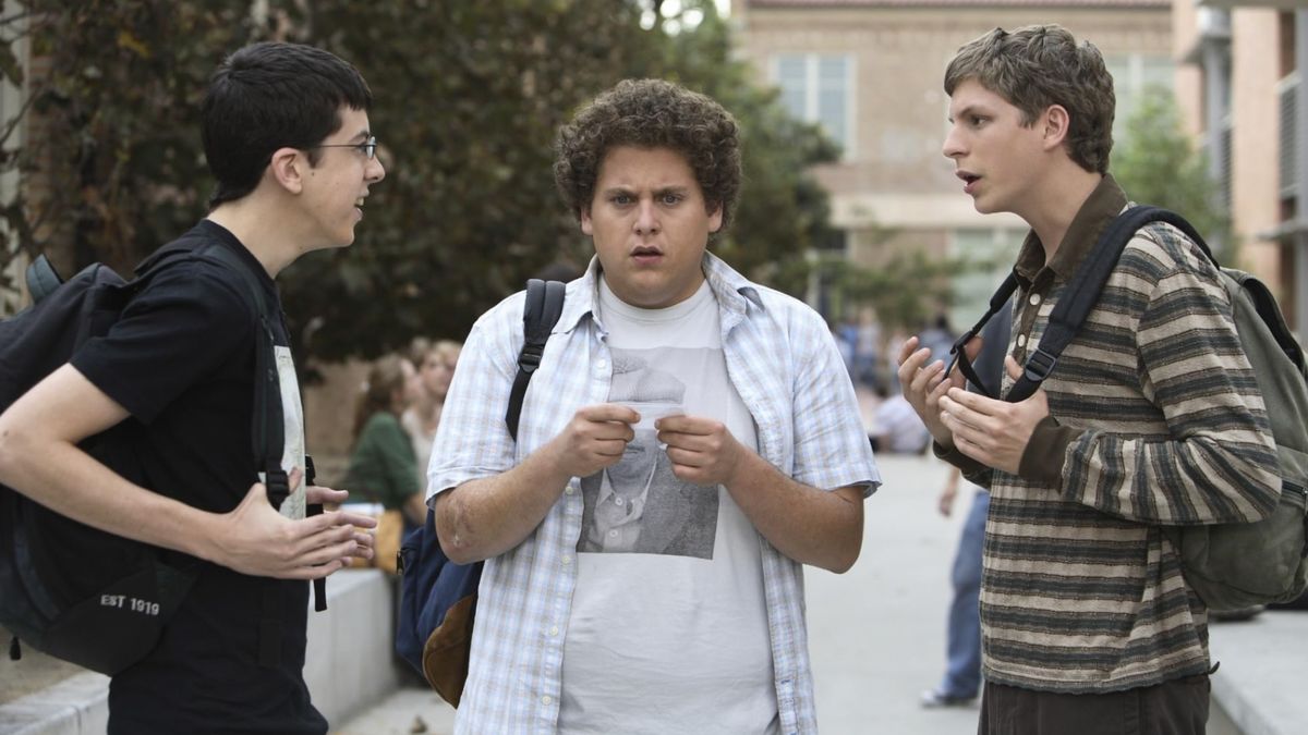 Christopher Mintz-Plasse, Jonah Hill, and Michael Cera in Superbad