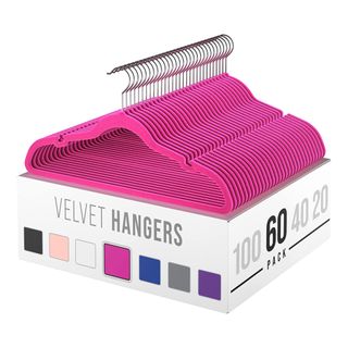 Velvet coat hangers in Hot Pink