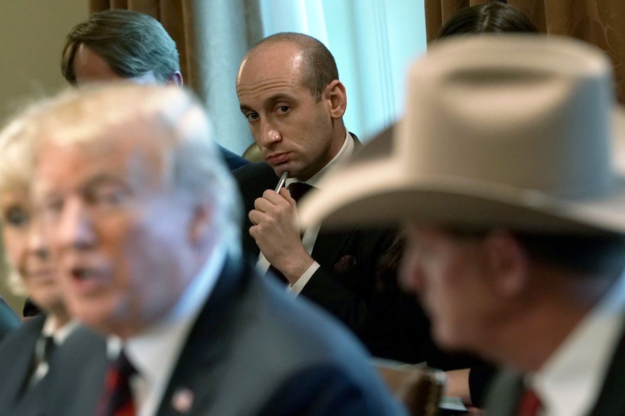 White House Advisor Stephen Miller watched President Donald Trump