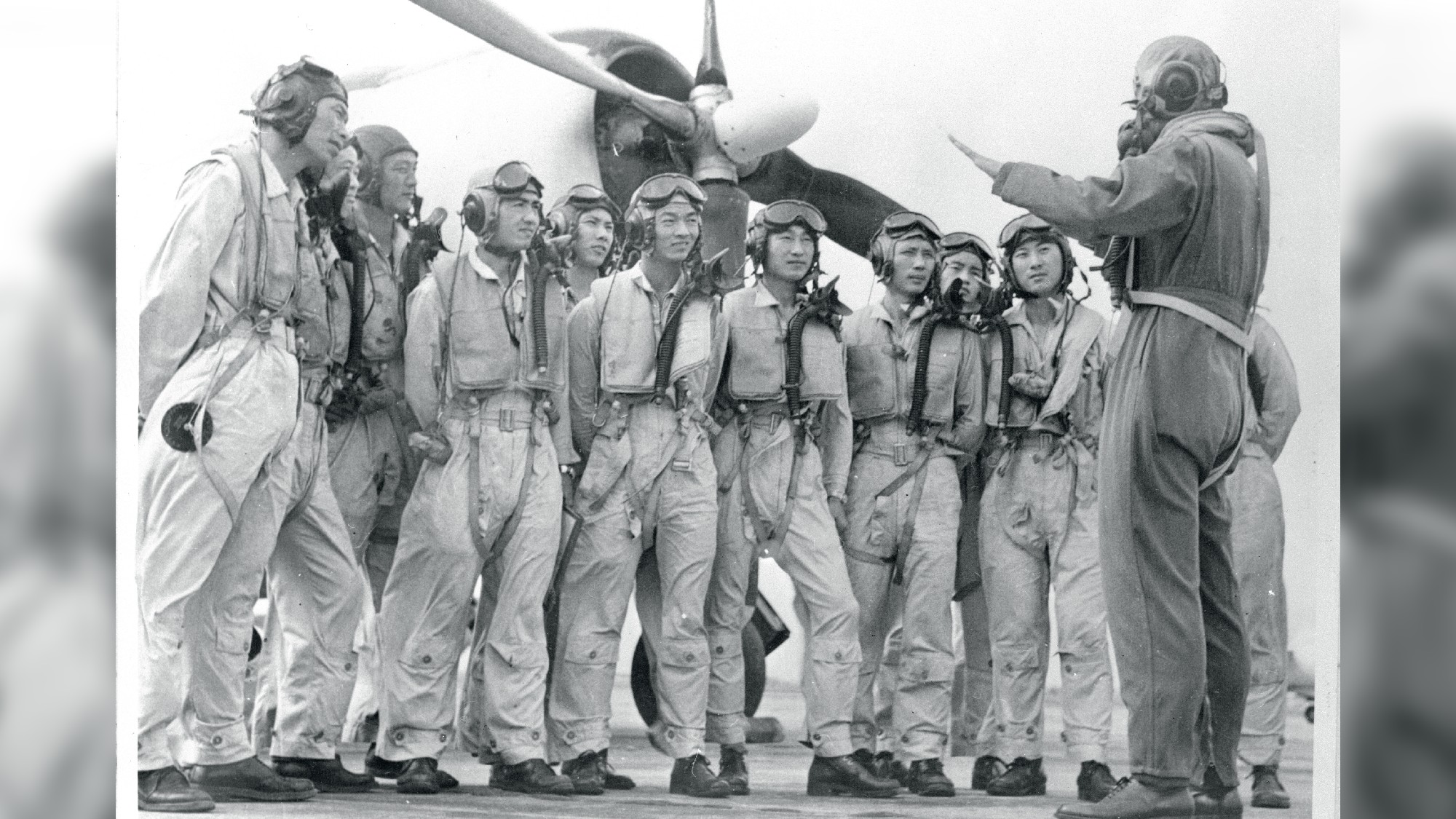 Chinese nationalist pilots receive a briefing