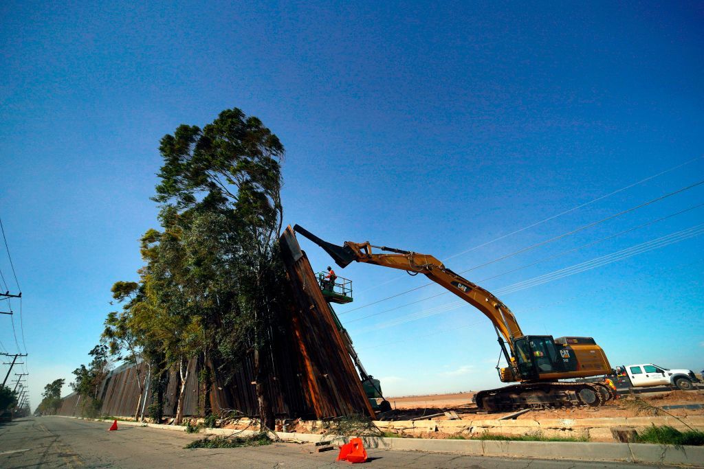 Border wall topples over in Calexico