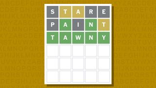 Wordle answer for game 891 on a yellow background