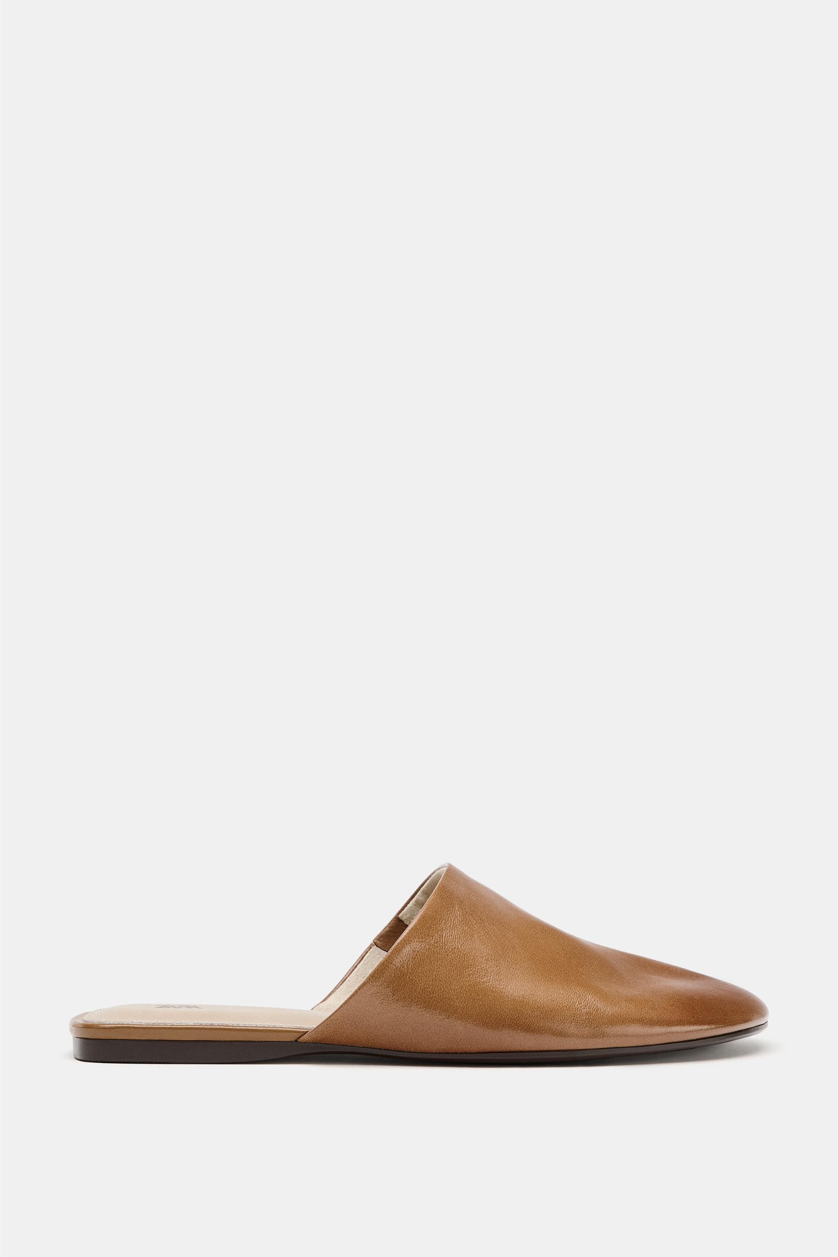Leather Slingback Shoes - Brown - 5