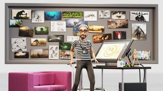 Framestore Barbie VFX; a doll of a man stands in front of an art board