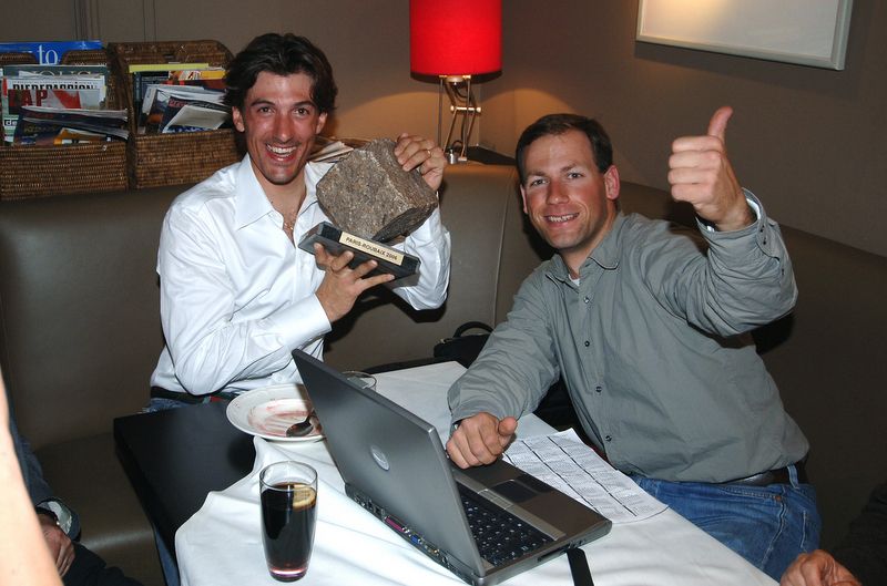 Party time for Fabian Cancellara and photograpther Tim de Waele in 2006