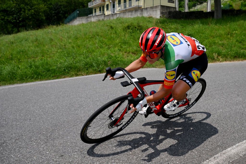 CERES ITALY JULY 04 Elisa Longo Borghini of Italy and Team Lidl Trek competes itduring the 34th Giro dItalia Donne 2023 Stage 5 a 1056km stage from Salassa to Ceres UCIWWT on July 04 2023 in Ceres Italy Photo by Dario BelingheriGetty Images
