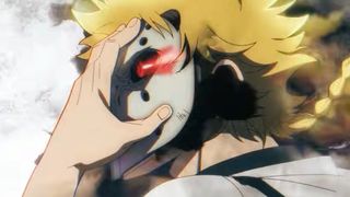 Peru putting on a mask in The Vermilion Mask