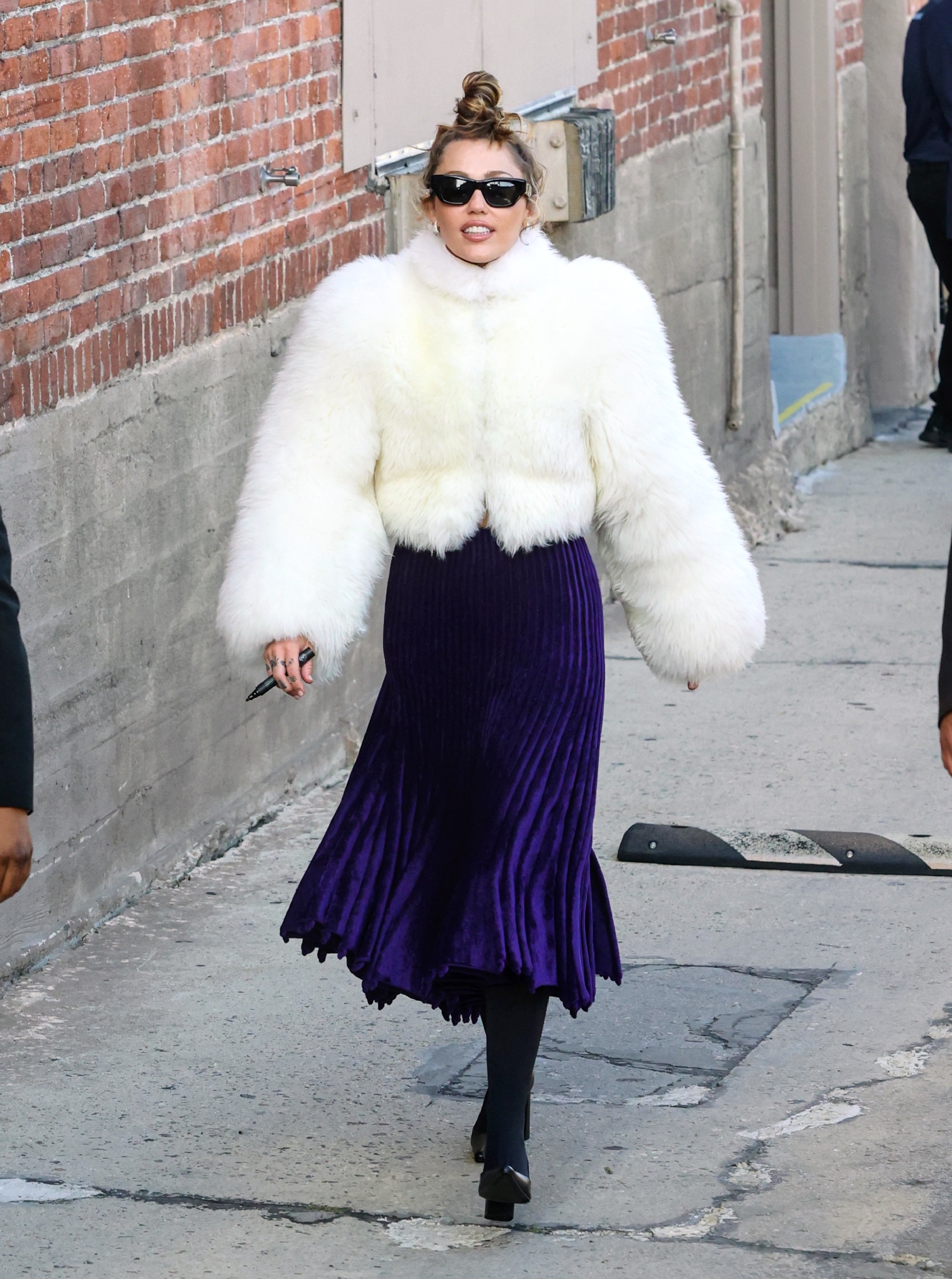 miley cyrus wears a net alaïa dress on Jimmy Kimmel Live!