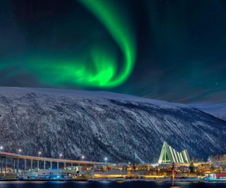 The northern lights over Tromso in northern Norway