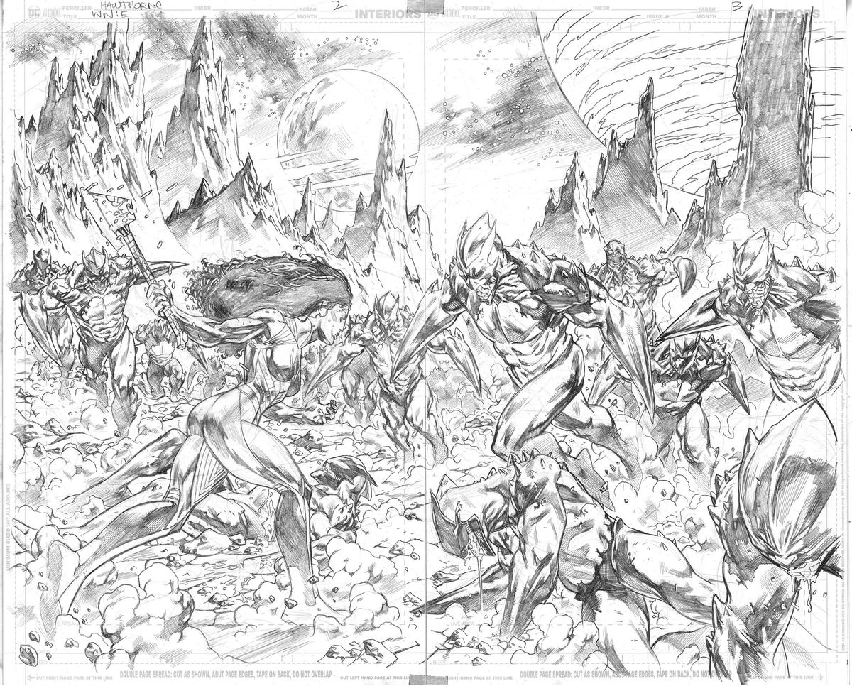 Wonder Woman: Evolution #1 page 2 and 3 process