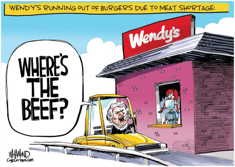 Editorial Cartoon U.S. Wendys beef shortage coronavirus