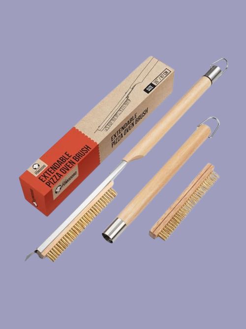Chef Pomodoro Pizza Oven Brush With Scraper - Adjustable Handle