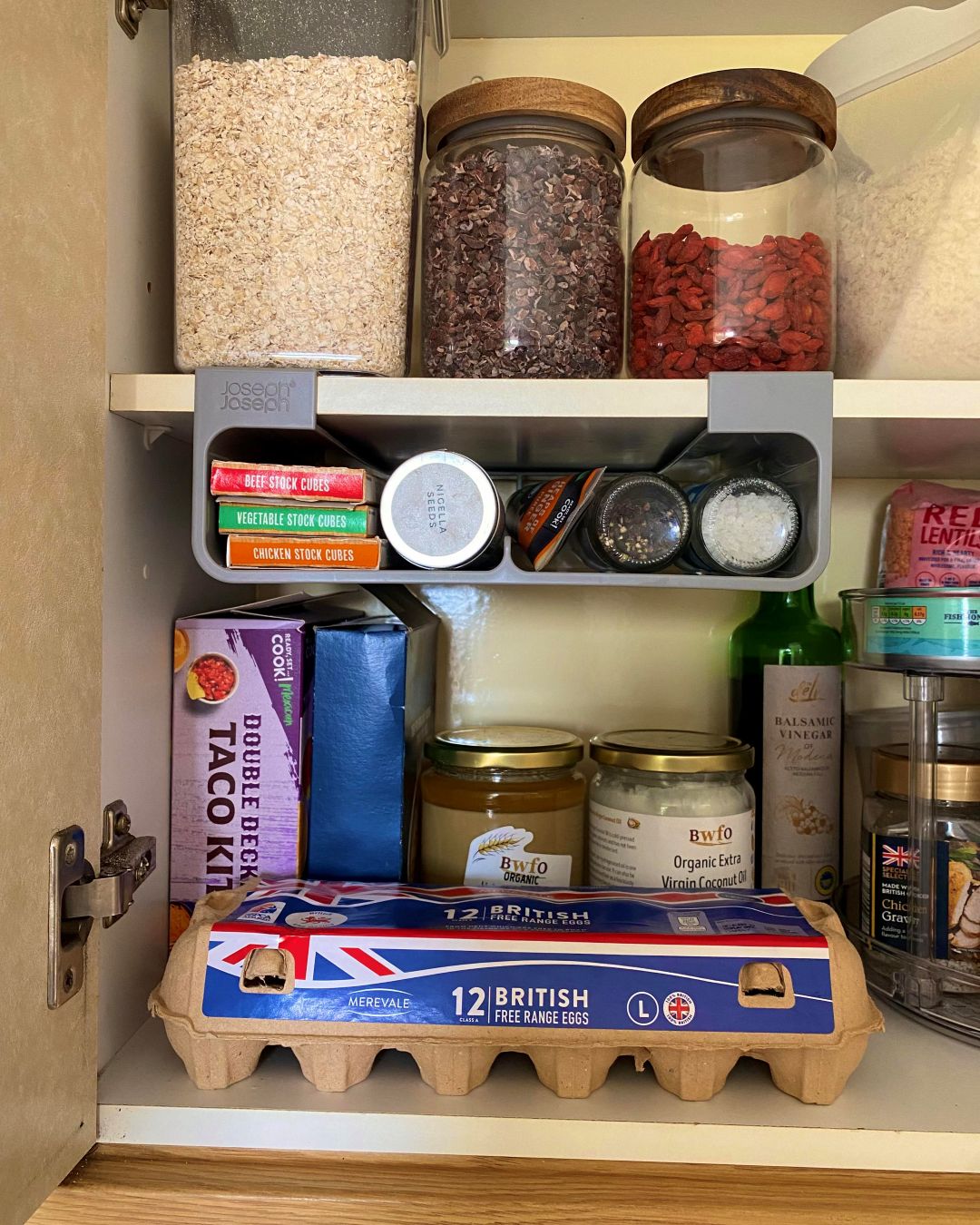 under-cupboard storage solution in pantry